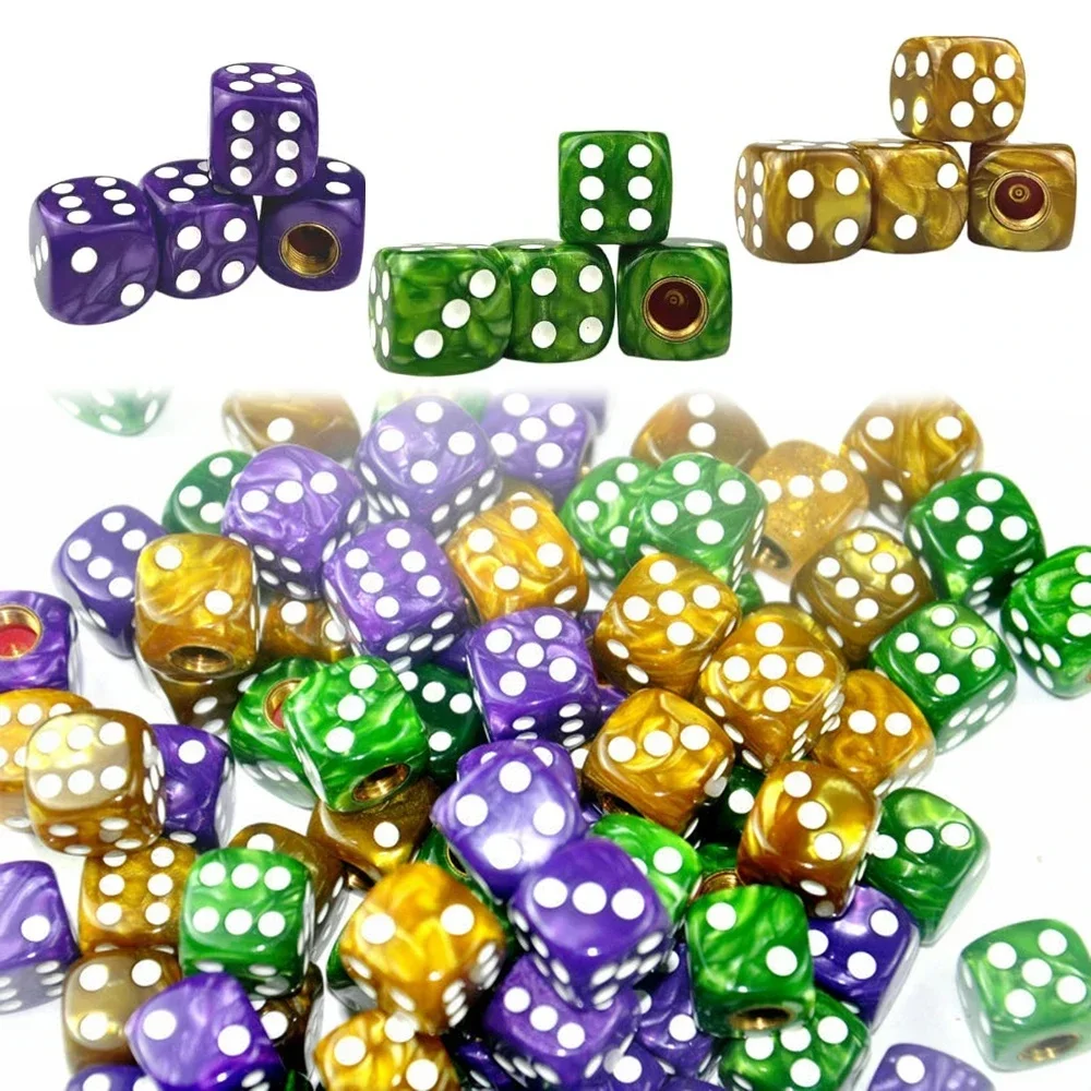 Bouchon de Valve de dés en acrylique, couvercle de tige de roue de moto, capuchon de tige anti-poussière de vélo, bouchon de pneu multicolore pour vélo, voiture, vélo, camion