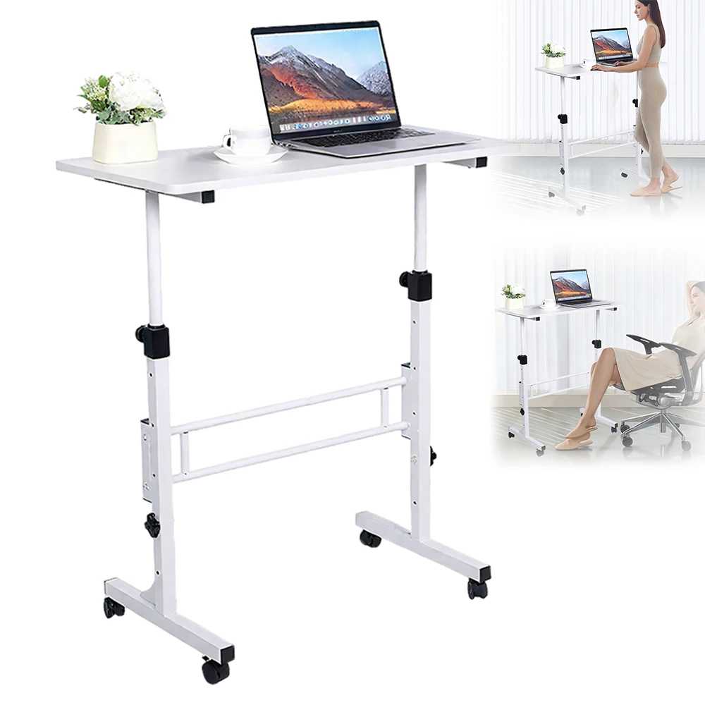 Image of Tavolo per laptop mobile Scrivania in piedi Tavolo per computer ad altezza regolabile Tavolo per notebook Tavolino Tavolino Tavolino da divano con ruote cod004