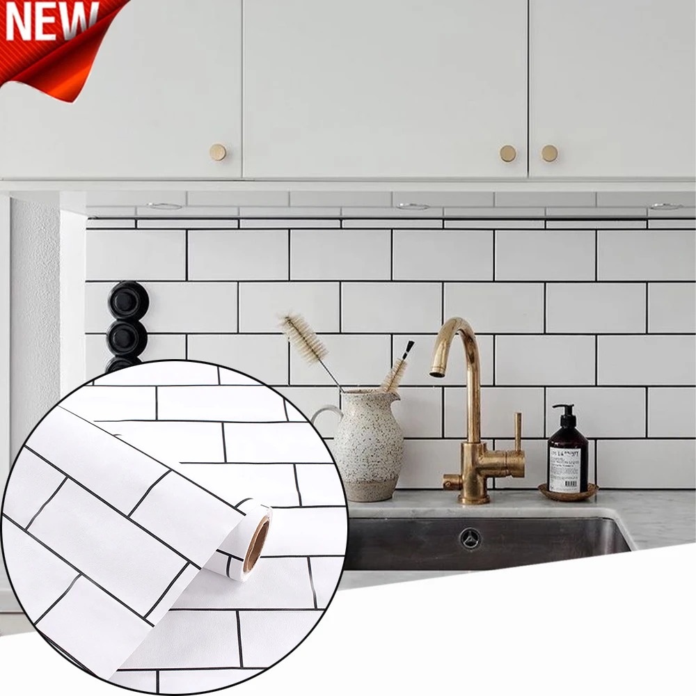 Carta da parati 40 cm Cucina Adesivo a prova di olio Autoadesivo Ad alta temperatura Anti-muffa Resistente Cabinet Controsoffitto Ristrutturare la parete