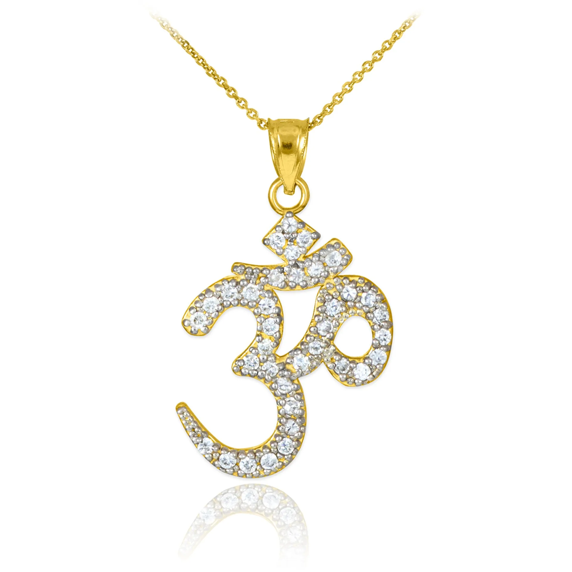 3D 925 Silver Om/Aum/Hindu Ganesh Diamond Pendant Necklace Diamond Om Symbol Necklace Om Ganesh Jewelry Om Ganesh for Women Gift