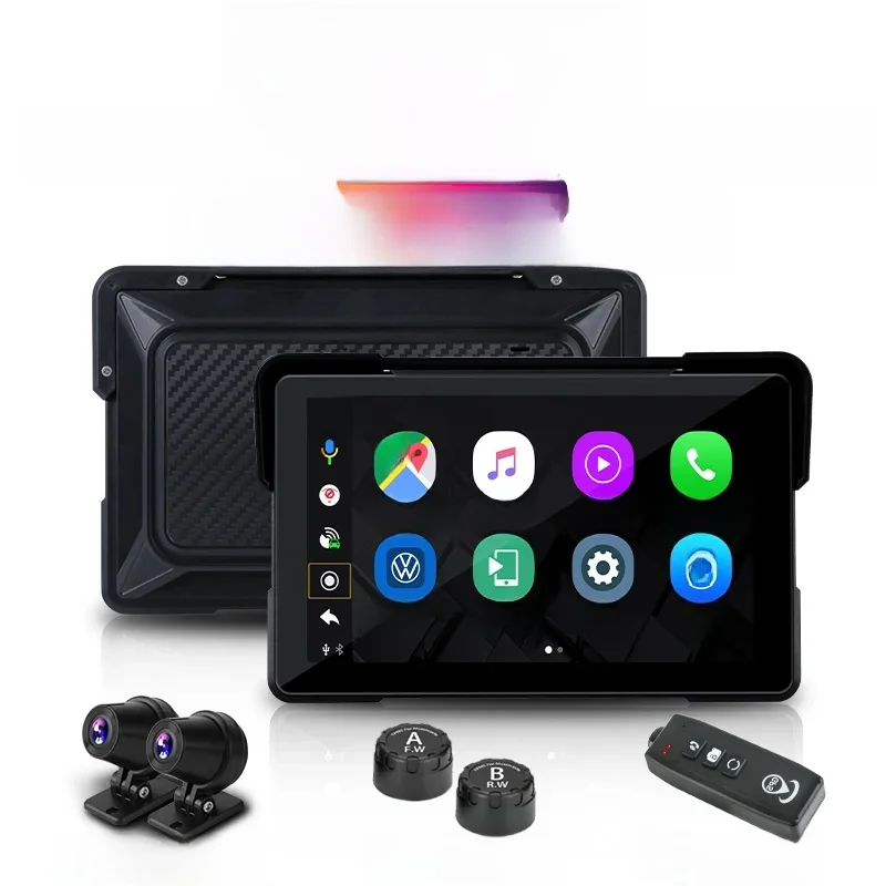 Jansite 7 Inch 2K Motorfiets Upgrade Module Dvr Navigatie Gps Draadloze Carplay Waterdichte Ipx7 Tpms Draagbare Slimme Display Cam - afbeelding 2