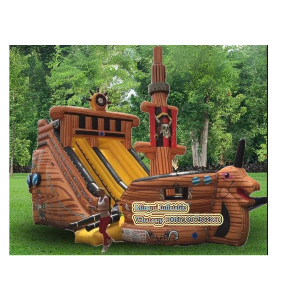 Commercial inflatable pirate ship inflatable slide castle combination with blower for children playground