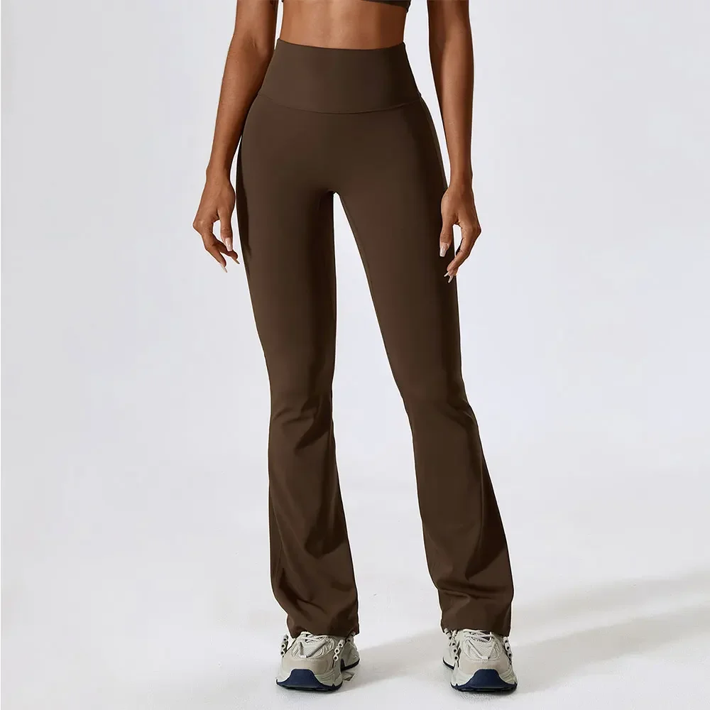 Flare leggings yogabroek dames hoge taille wijde pijpen broek dames gym fitness sport zwarte uitlopende broek latin dansbroek - afbeelding 2