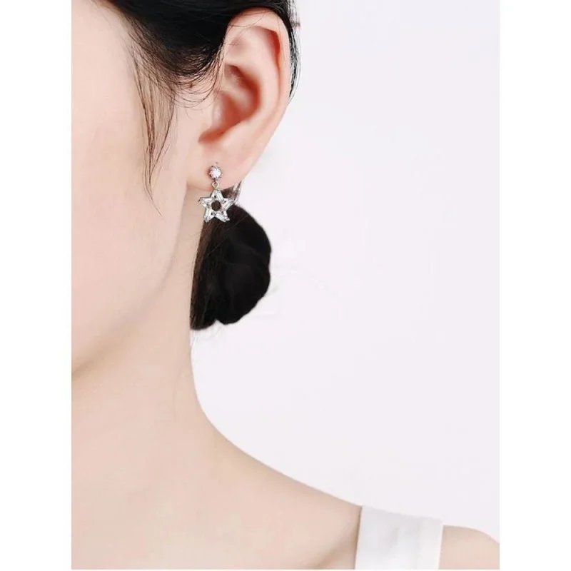 Официальный магазин MoisaLuxe, серебро 925 пробы, простые серьги Ins Wind с муассанитом, обручи, цепочка для пирсинга ключицы