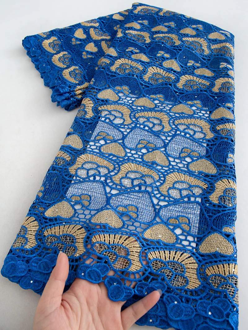 

2025 High Quality Nigerian Water Soluble Lace Fabric Embroidered African Guipure Lace Fabric for Women Celebration Dress 5yards