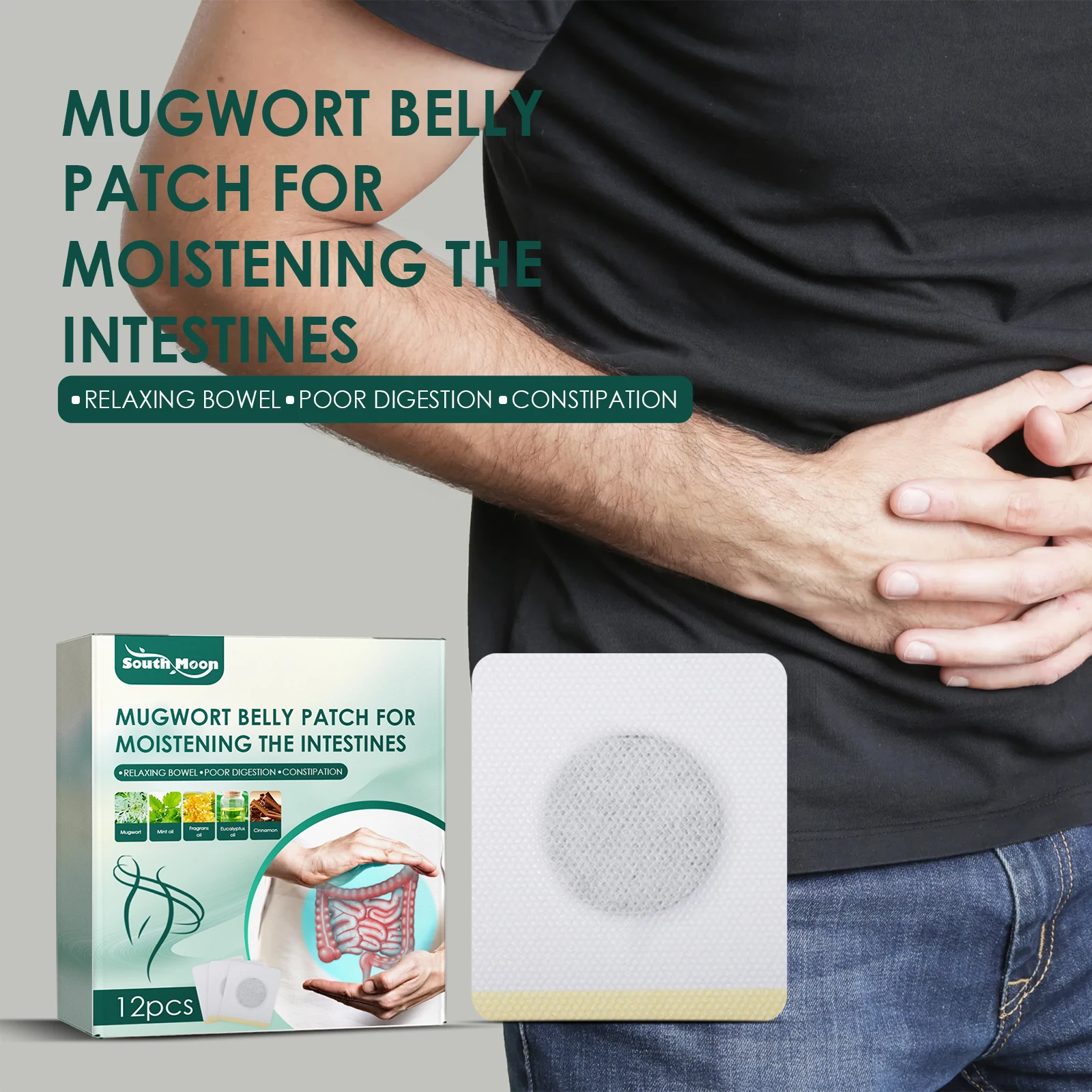 

South Moon 12pcs Herbal Navel Patches Mugwort Belly Button Warm Relieve Constipation Shaping Body Weight Loss Improve Stomach