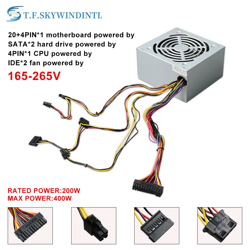 

Max 400W Font ATX Power Supply PSU PFC Silent Fan ATX 24pin 12V PC Computer SATA Gaming PC Power Supply Desktop