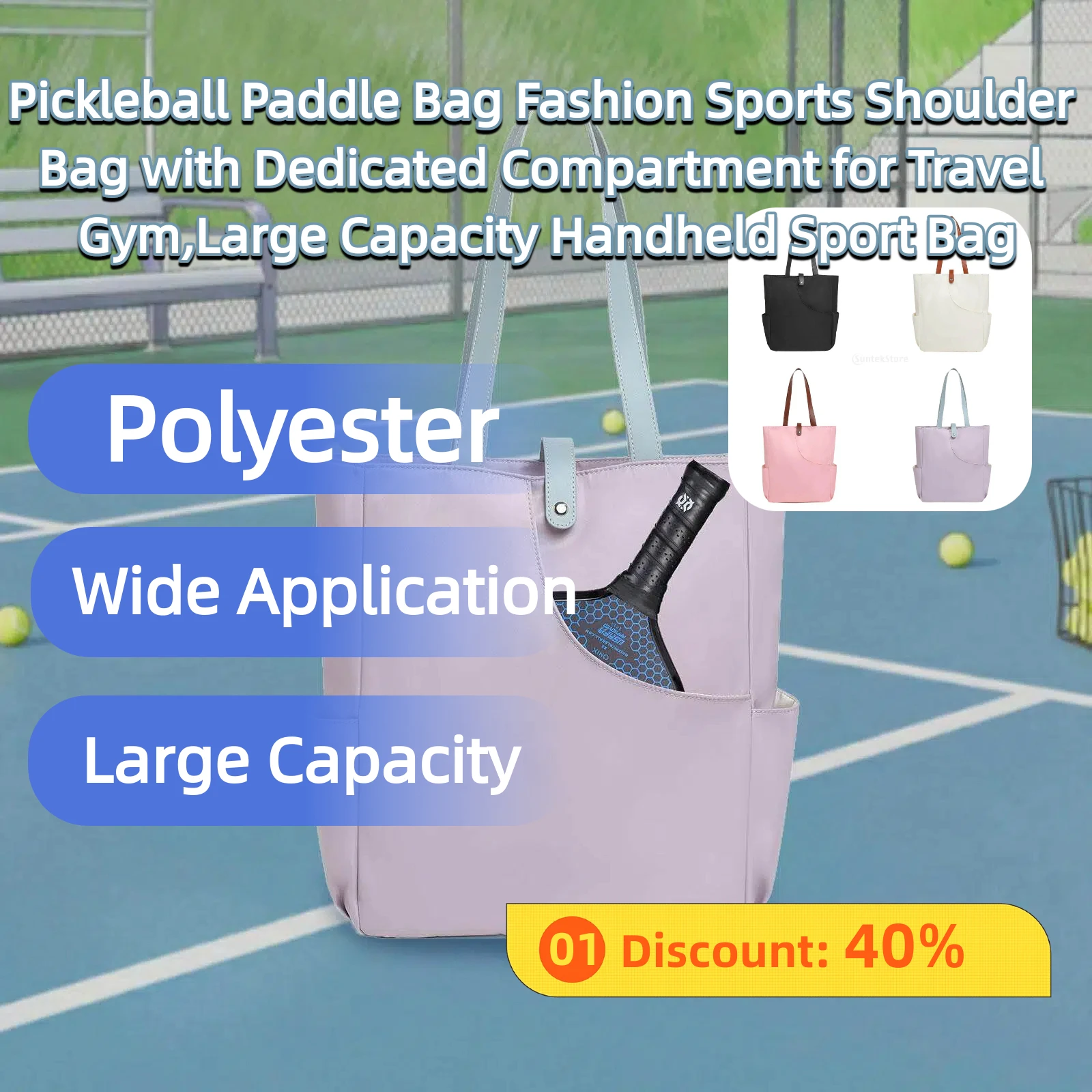 

Pickleball Paddle Bag Fashion Sports Shoulder Bag with Dedicated Compartment for Travel Gym,Large Capacity Handheld Sport Bag