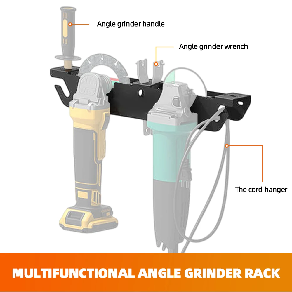 Angle Grinder Holder Metal Angle Grinder Rack with Cord Hanger Wall Mount Bracket for Angle Grinder Cutters Polishers