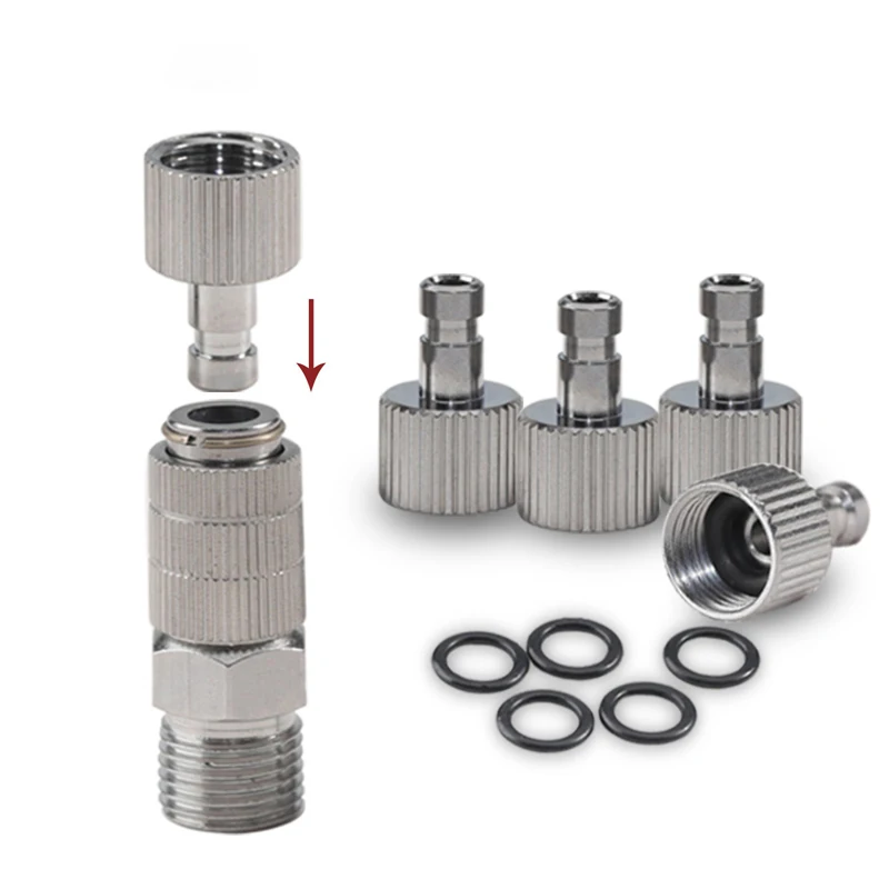 Airbrush Quick Release Feminino e Masculino Kit Adaptador de Desconexão de Acoplamento com Extra de Encaixe Macho & Extra O-ring Kit