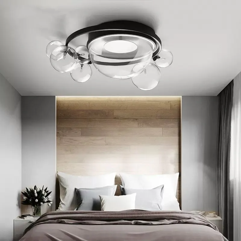 Simple And Light Luxury Living Room Lantern Bedroom Hometown Uses Aisle Round Glass Bubble Ceiling Lamp