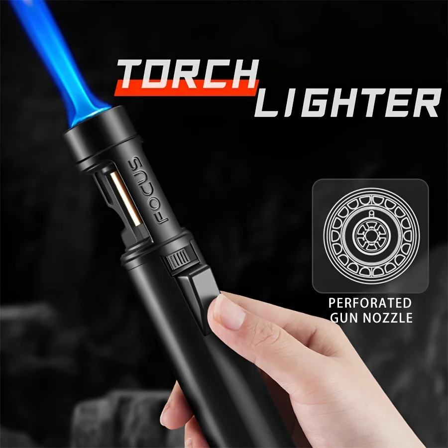 Adjustable lighter set + bottle opener in one, windproof butane lighter, flame is blue, maximum temperature can reach 1300°C, co