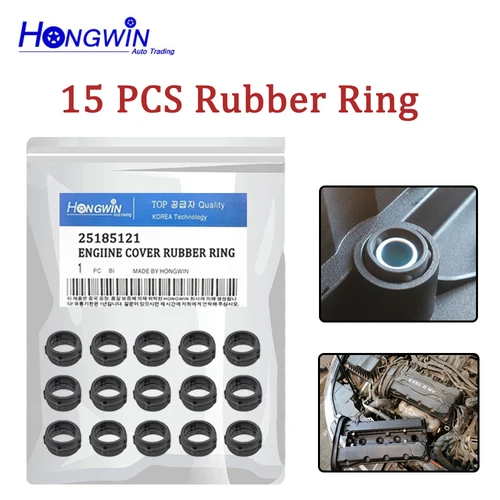 Imagen 1 del producto Cubierta de válvula de 15 piezas, Perno de junta tórica de goma para Chevrolet Aveo Cruze Lacetti Daewoo Optra Nexia 1,6 25185121 25192208 96495288 25185117