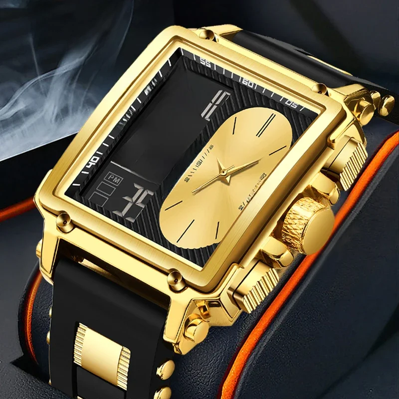 Lige neue Mode quadratische Digitaluhr Männer Casual Sports wasserdichte Herren Quarz Armbanduhren