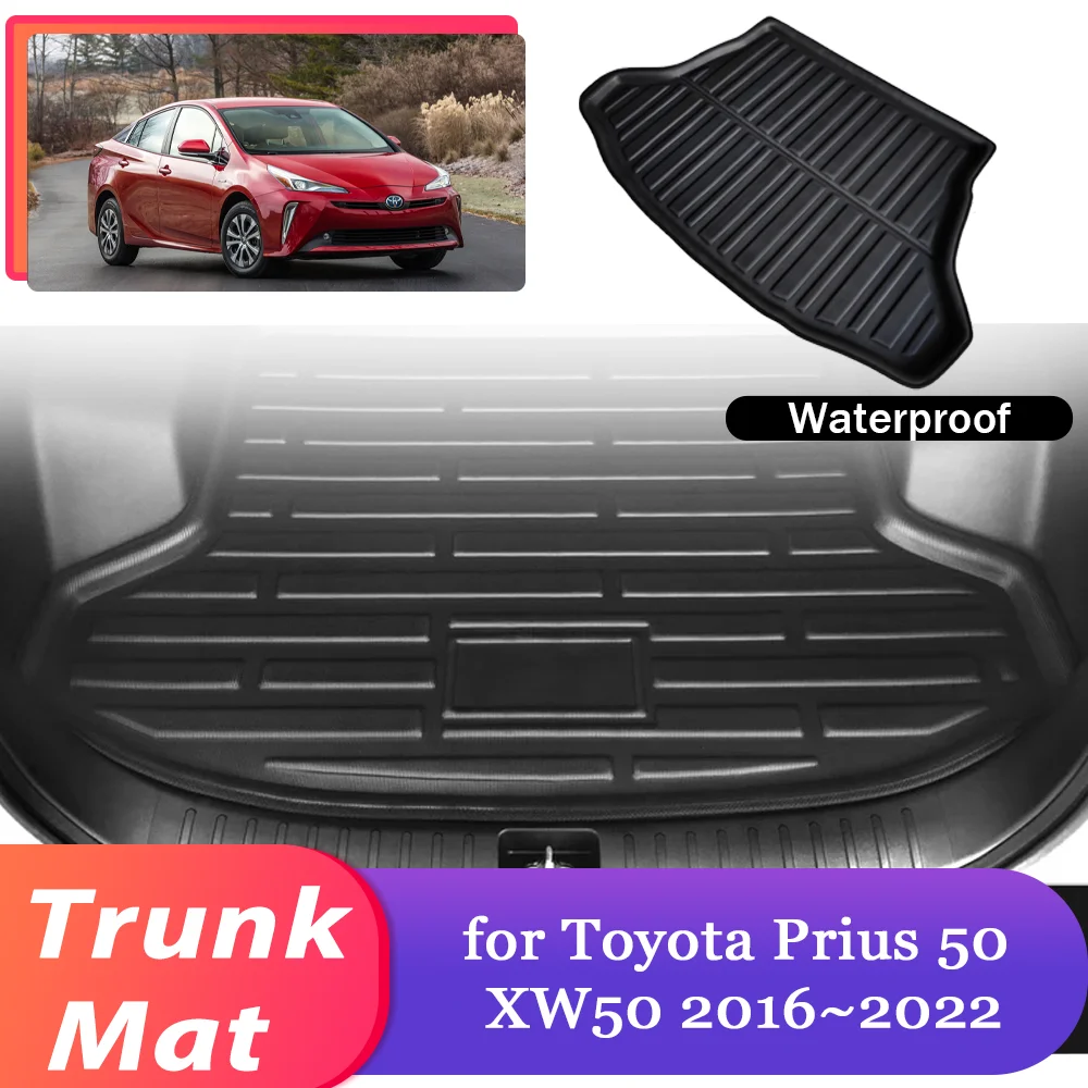 Car Trunk Mat for Toyota Prius 50 XW50 2016~2022 2017 2018 Luggage Waterproof Rug Cargo Boot Pad Liner Carpet Cover Accessories