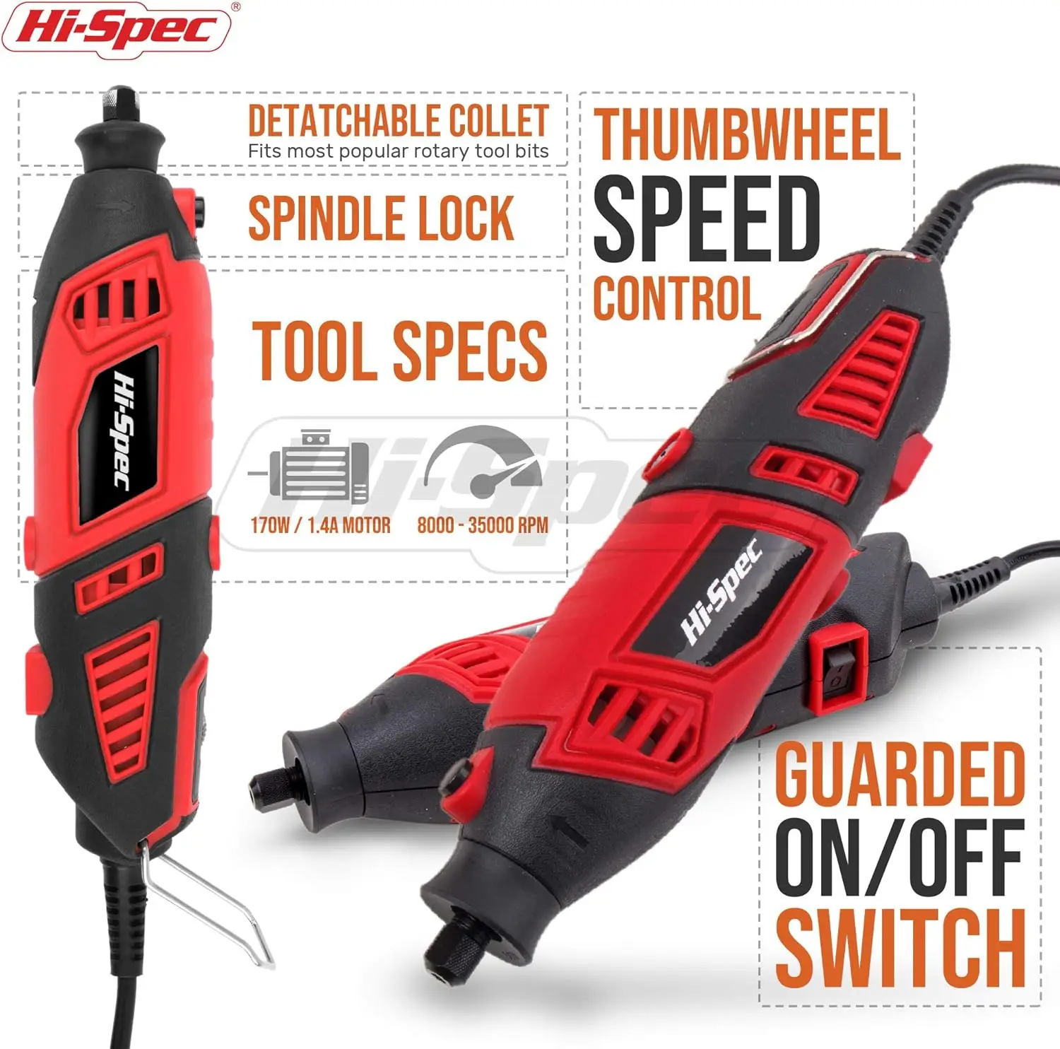 Hi-Spec 134pc 160W Corded Power Rotary Tool Kit Set with Dremel Compatible Rotary Tools Accessory Kit.