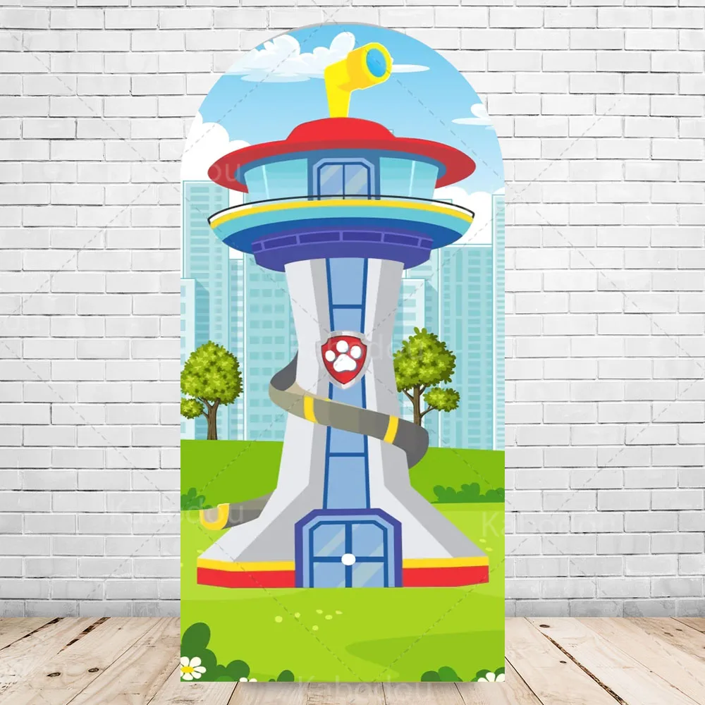 Patrulha pata arco pano de fundo para criança 1st festa de aniversário decoração parede filhote de cachorro chá de bebê fotografia fundo photo studio banner