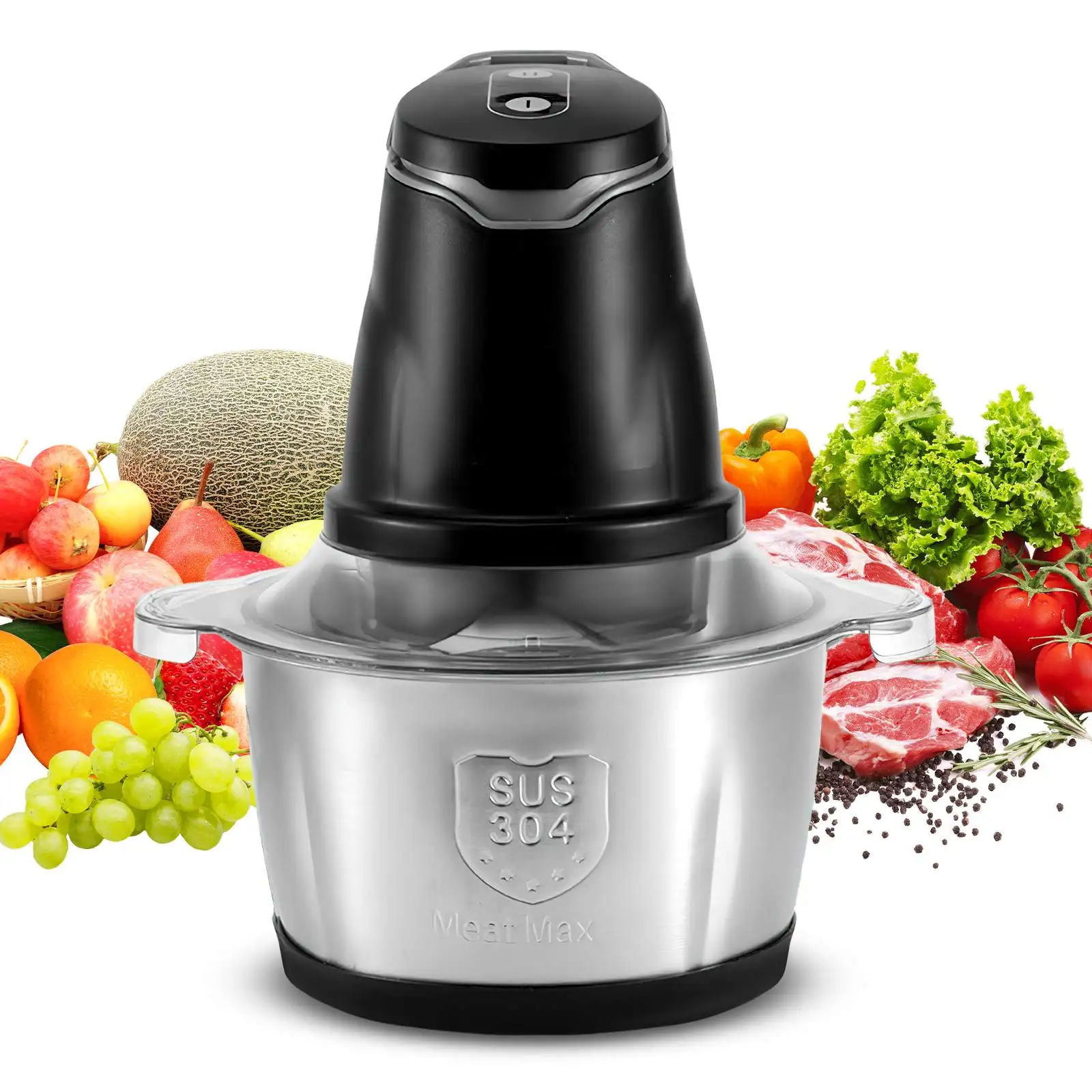 Tritacarne elettrico 2L frantoio per alimenti in acciaio inox multifunzionale affettatrice per