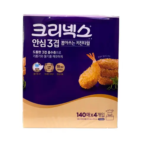 크리넥스 안심 3겹 뽑아쓰는 키친타올 140매 4개입