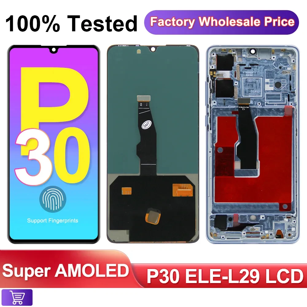 

6.1" ORI AMOLED P30 Screen for Huawei P30 Lcd +Fingerprint Screen Replacement Digitizer +Frame for Huawei P30 ELE-L29 Display