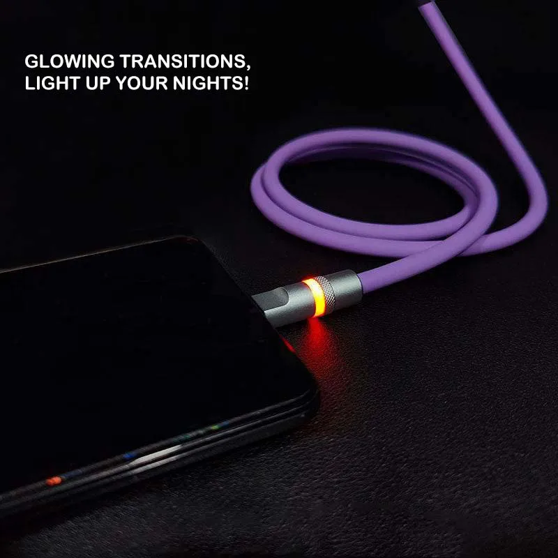 PD100W Soft Silicone Smart Light Type C Fast Charging Cable for iphone 15 Huawei Samsung Xiaomi Wire Cord