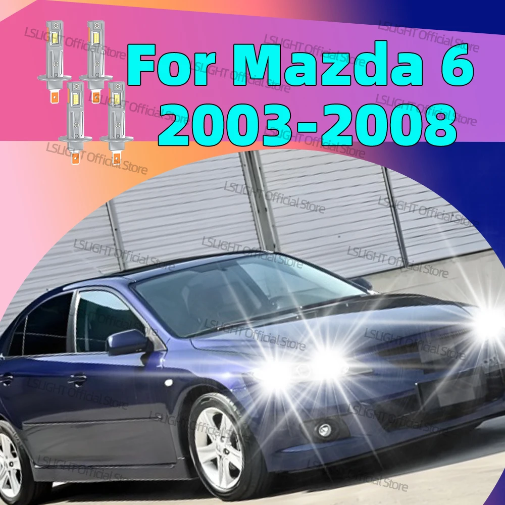 2/4Pcs LED 6000K Headlight High Low Beam Bulbs For Mazda6 Mazda 6 2003 2004 2005 2006 2007 2008