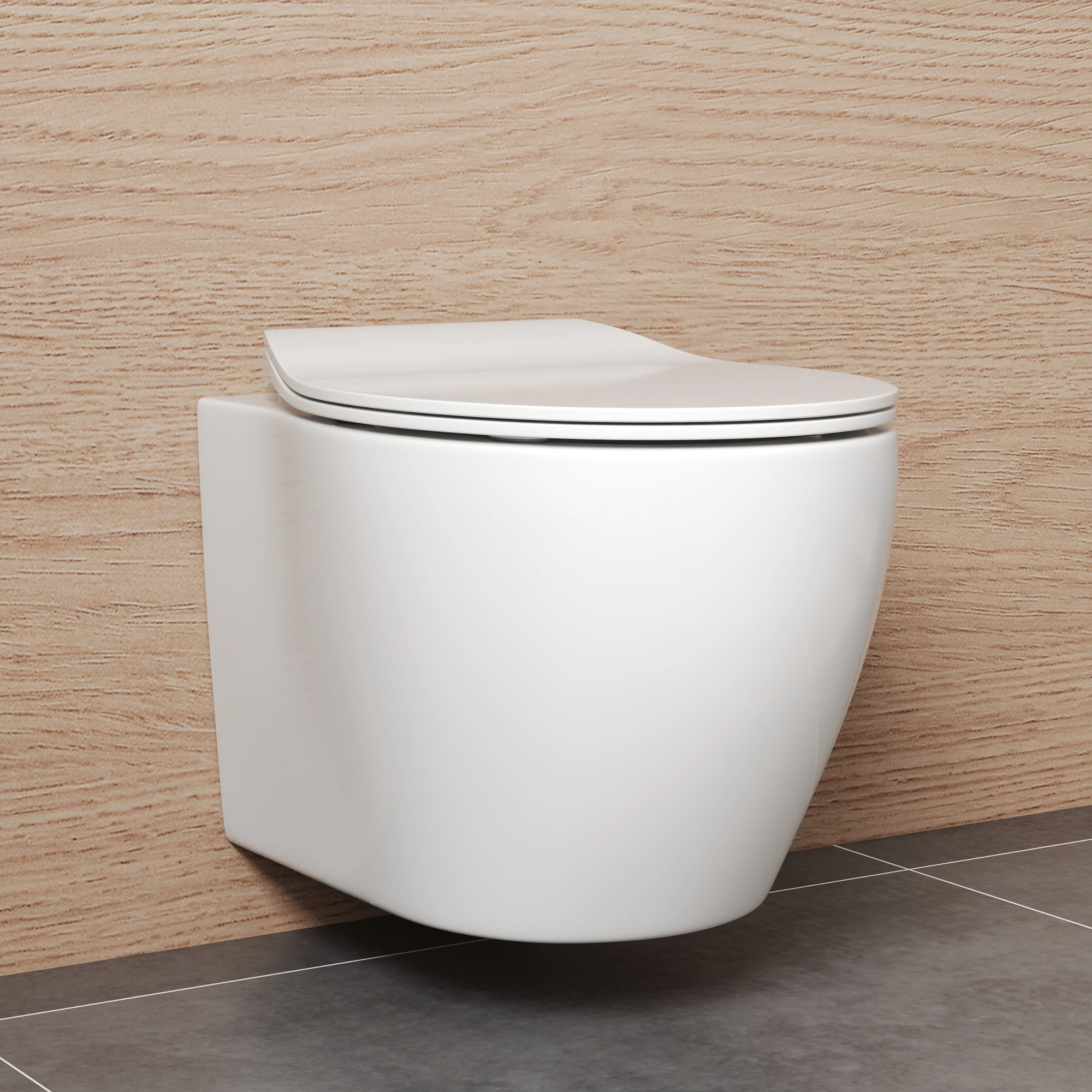 DeerValley Wandhängendes WC, randloses Wand-WC 53cm, 360 °   Tornado Flush Badezimmer-WC, Soft-Close-Toilettensitz, leise Spülung, platzsparendes modernes WC für das Badezimmer