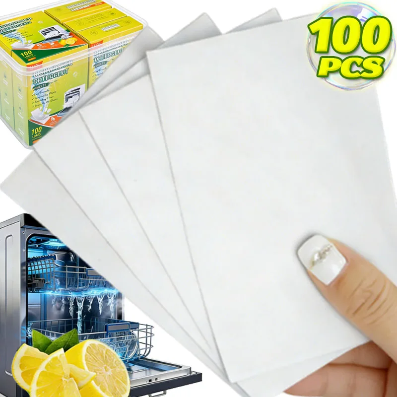 Nuevas Pastillas para Lavavajillas con Aroma a Limón Fresco, Limpiador Potente para Lavavajillas, Pastillas de Limpieza para Cocina, Detergente para Eliminar Manchas de Grasa