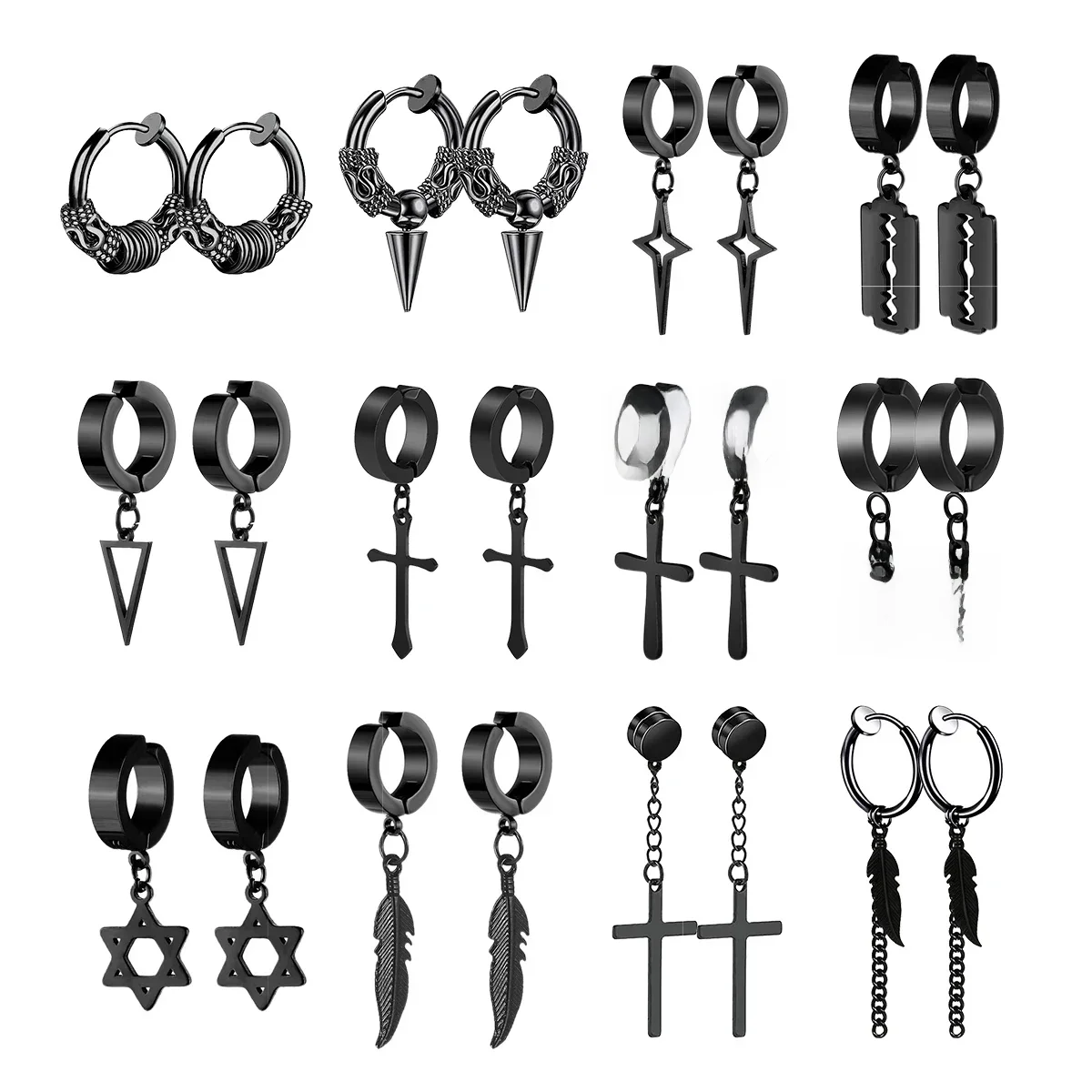 1 paire de boucles d'oreilles à pendentif croix, Clip d'oreille Non Piercing, fausses boucles d'oreilles, cadeau pour hommes et femmes, bijoux