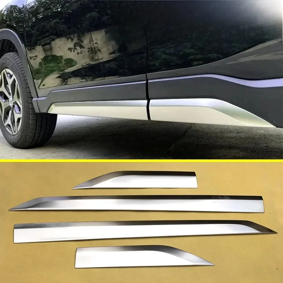 For 2019-2024 Subaru Forester (SK) Stainless Steel Door Body Side Molding Strips 4Pcs Car Exterior Accessories