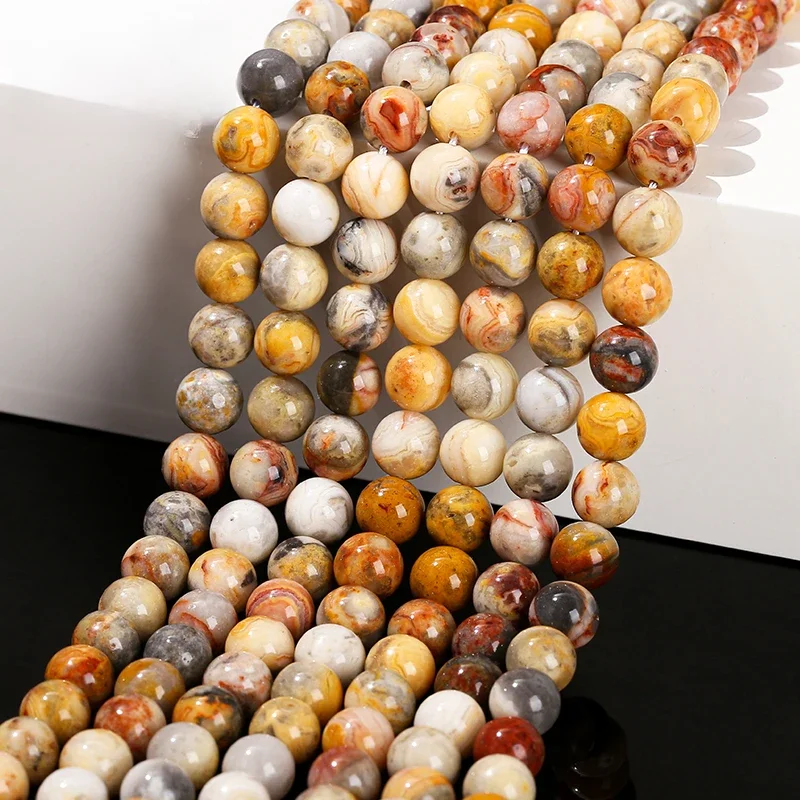 Natural Stone Crazy Lace Agate Bead Round Loose Spacer 4 6 8 10mm Beads For Jewelry Making Diy Necklace Bracelet Accessory 15" — 2