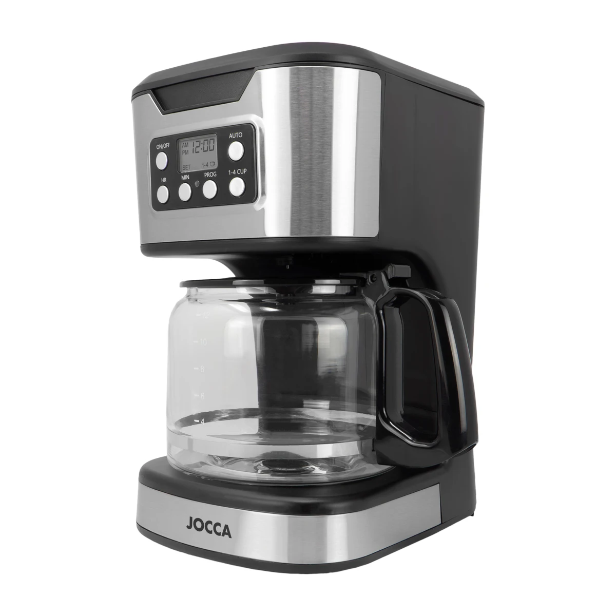 Jocca 1500ml capacity (12 cups) digital drip coffee maker, timer, pause and serve function, keep warm, heating plate, washable filter, stainless steel design, 900W