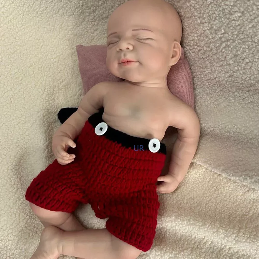 Painted Handmade Fake Newborn Baby Boy Girl Toys Collectibles for Kids Parents Artist 46cm Soft Full Body Silicone Reborn Doll