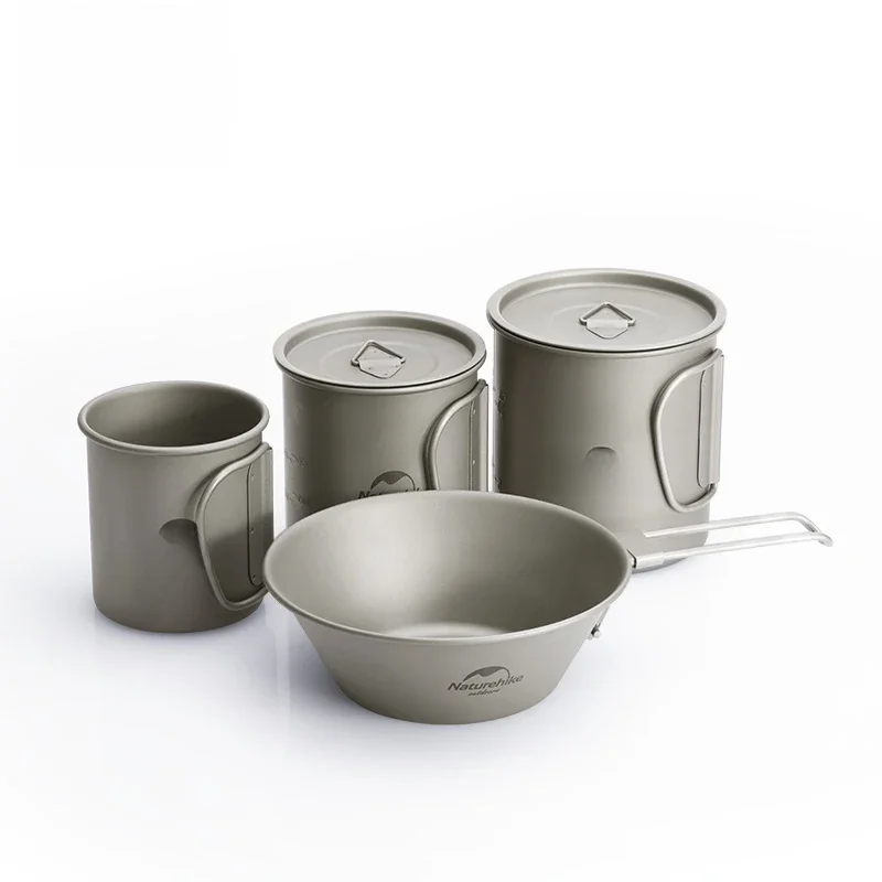 Naturehike Titanium Cup Kubek kempingowy Turystyczna zastawa stołowa Przybory piknikowe Outdoor Kitchen Supplies Travel Cooking Cookware Pan Bowel — zdjęcie 2