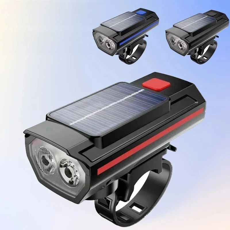 AliExpress UK BUCKLOS Bicycle Horn Light USB Rechargeable Mountain Road Bike Front Lamp Power Solar Charing Cycling Headlight with Horn 120dB