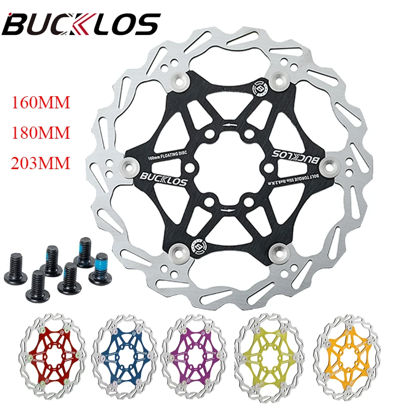 BUCKLOS 2PC Bicycle Disc Brake 160/180/203mm Bike Floating Rotors Stainless Steel Mountain Bike Brake Rotor Rotors bike Part