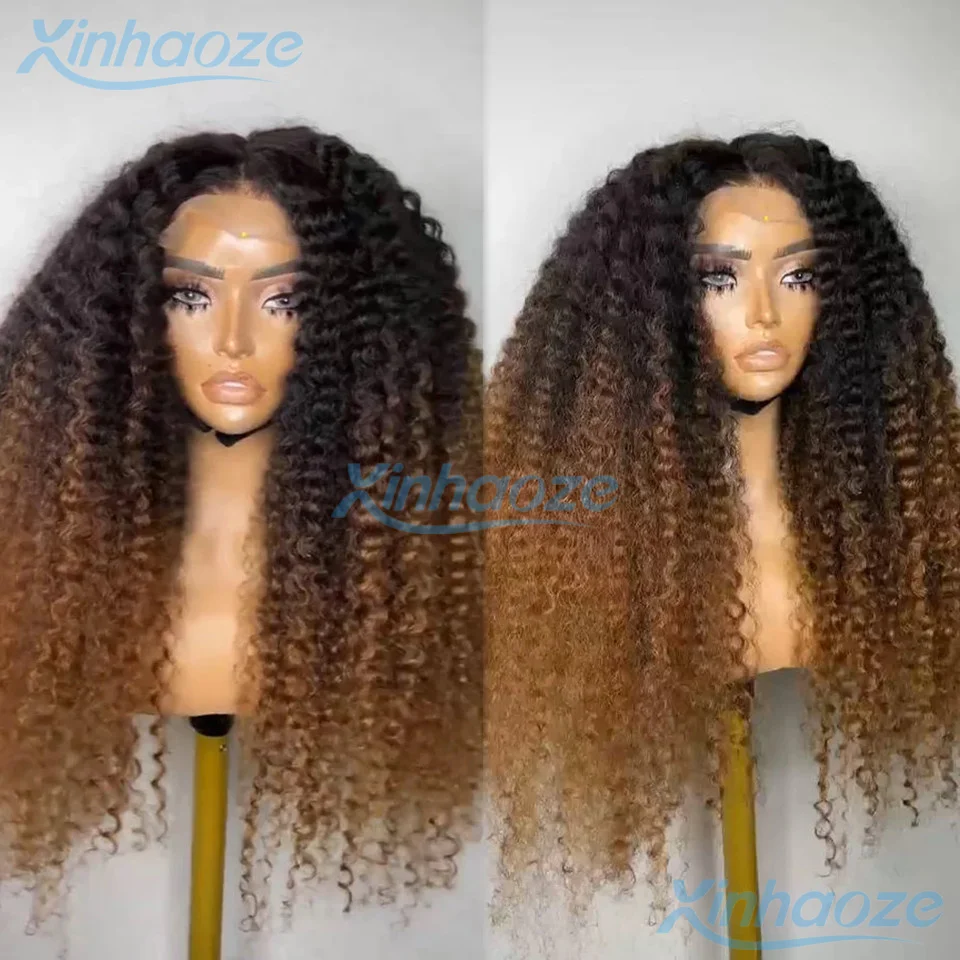 

Афро-кудрявые вьющиеся человеческие волосы # 1b/30 Цветные 13x4 шелковые верхние парики фронта шнурка предварительно выщипанные отбеленные узлы 5x5 шелковые парики с застежкой основы