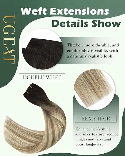 Ugeat Remy Hair Weft Extensions Human Hair 2inch Soft Natural Hair Bundles for Women Hair Weaves 100G Sew in Hair Extensions