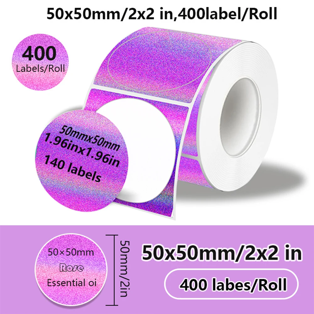 VOOR Phomemo 241BT 246S D520 50mm-150mm LABEL Holografisch Zilver Laser Goud Gradiënt Bedankt Kaart sticker voor LOGO Barcode Birthda - afbeelding 1