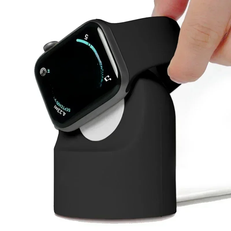 Support de chargeur pour Apple Watch série Ultra/8/SE2/7/6/SE/4/3 49mm/45mm/44mm/42mm/41mm/40mm/38mm, Mode table de nuit en Silicone Durable