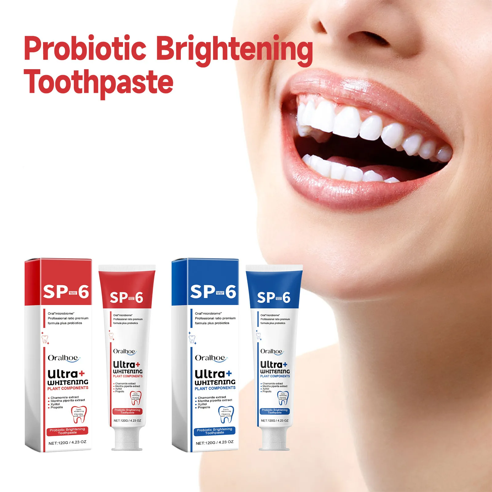 Oralhoe 120g Sp6 Probiotic Whitening Teeth Toothpaste Oral Hygiene Cleaning Odor Stain Remove Fresh Brightening Teeth Toothpaste