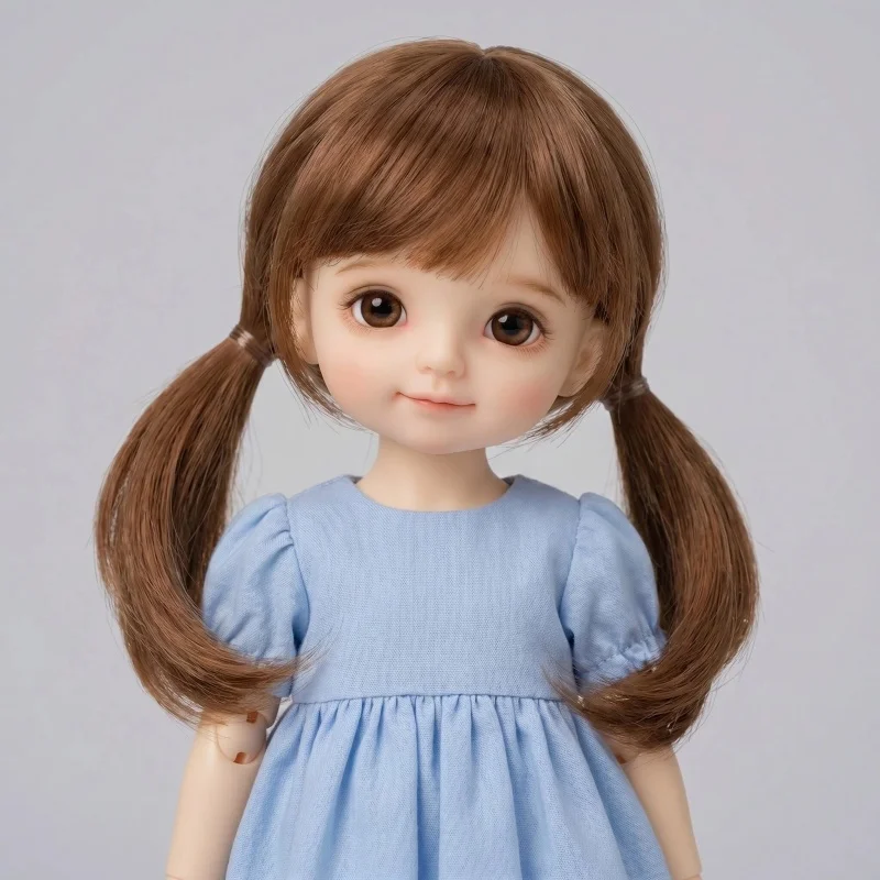 

JD254B 1/12 1/8 1/6 1/4 1/3 Long Low Twins Ponytail BJD Wig Suit From Size 3-4inch to 10-11inch Blythe Doll Hair Accessories