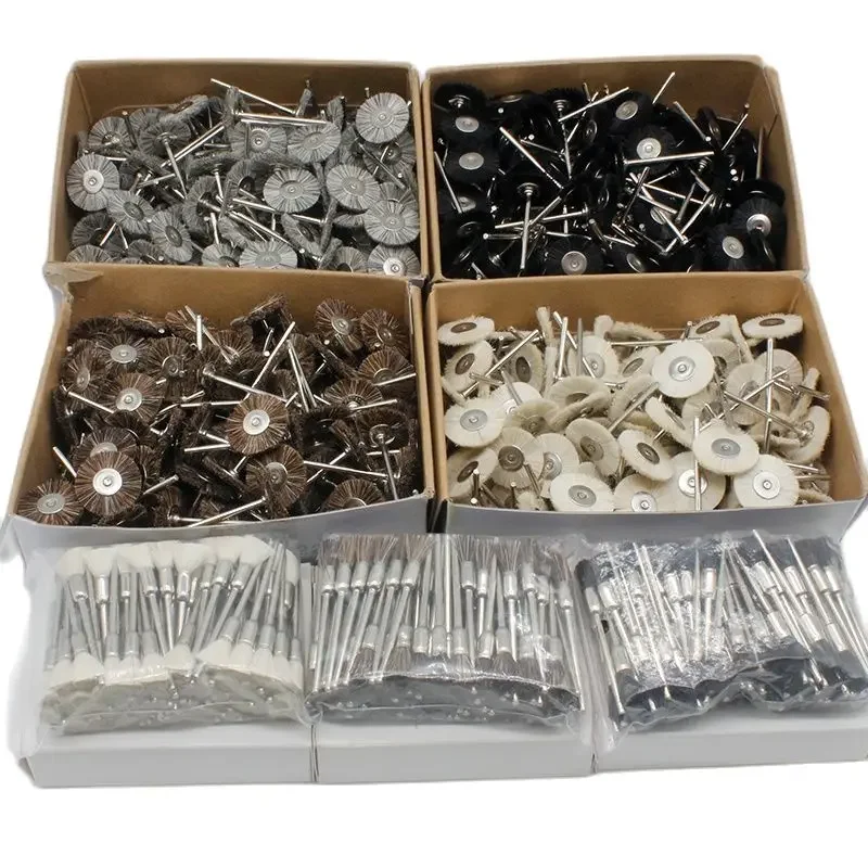 144PCS 100PCS Schleifbürsten Rad 19mm 22mm 25mm Schmuck Poliermopp für Dremel Bohrer Schleifen 2,35 MM Schaft