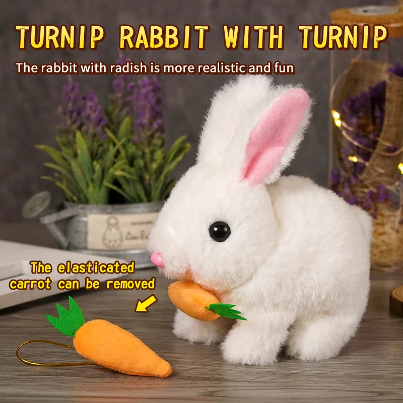 น่ารักไฟฟ้าของเล่นตุ๊กตากระต่ายแครอทกระโดดและกรีดร้องกระต่ายเด็กตุ๊กตาของขวัญวันเกิด