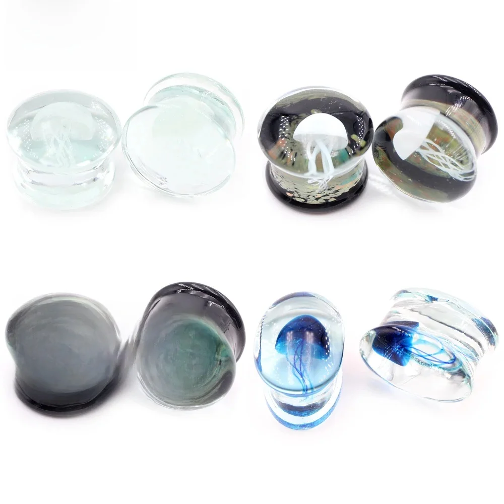 Alisouy 1PC szklana zatyczka do uszu i tunel 8-25mm ekspander do uszu Stercher wskaźniki uszu Ear Flare Flesh Expander piercing biżuteria — zdjęcie 2