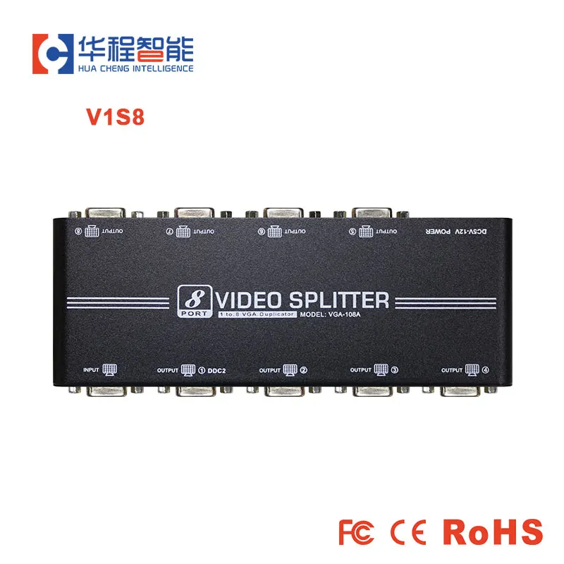 AMS-V1S8 Rozdzielacz VGA 1x8 Dystrybucja HD 50 m Możliwość układanie skrzyni biegów dla lepszego wyjścia VGA