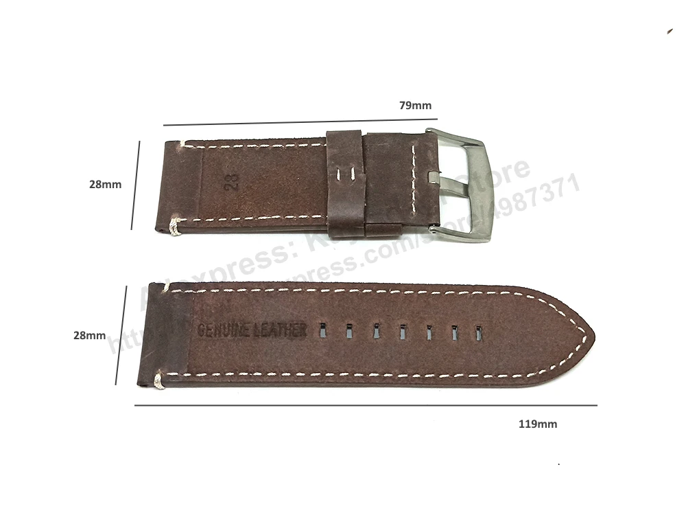 Fits/ For Puma Ultrasize PU1034***** - 28mm Motorsport Gray Anthracite Genuine Leather Replacement Watch Band Strap