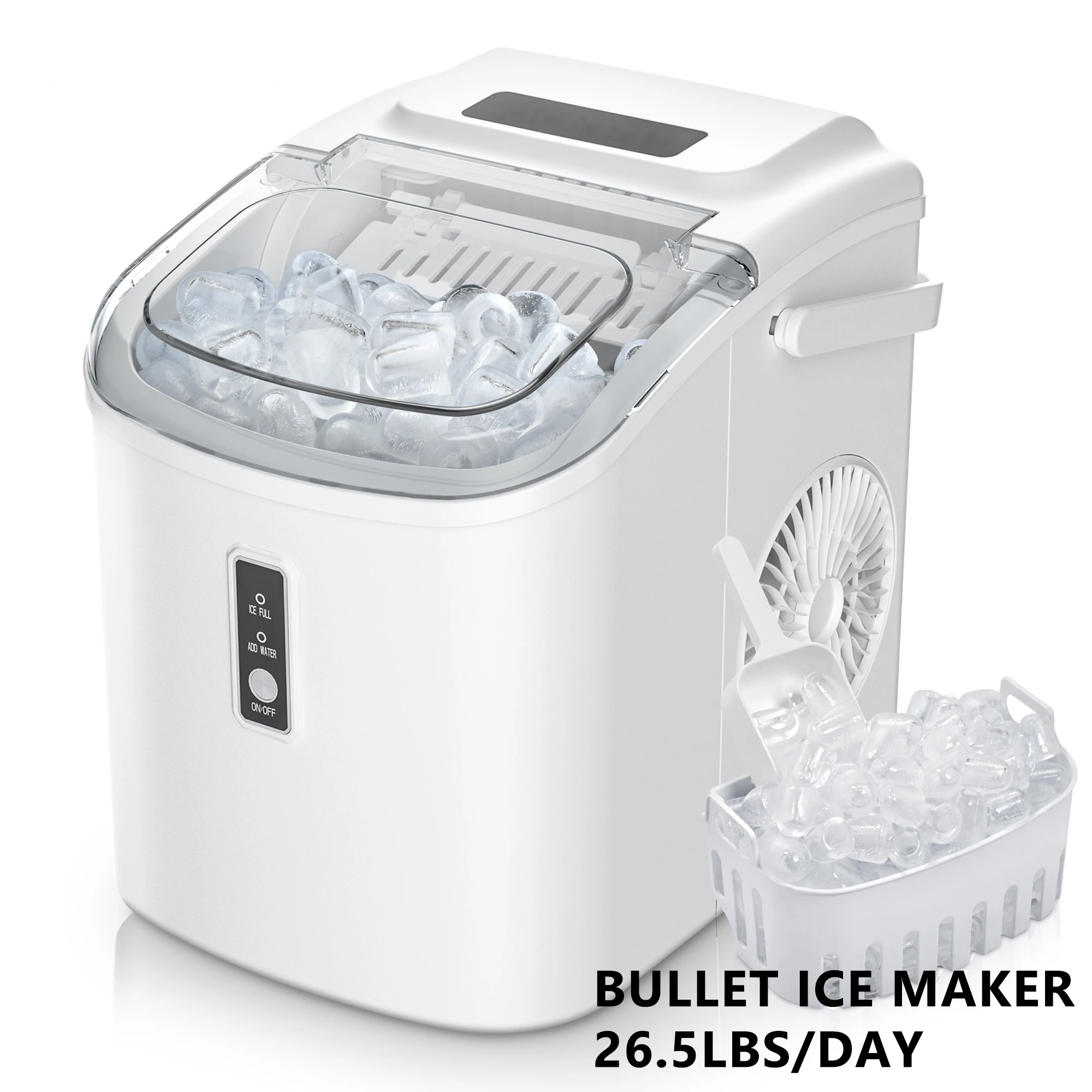 ICYGLEE Eismaschine, tragbare Eismaschine für die Arbeitsplatte, 26,5 lbs/Tag, 9 Würfel in 6 Minuten, automatische Reinigung für Zuhause, Küche, Camping