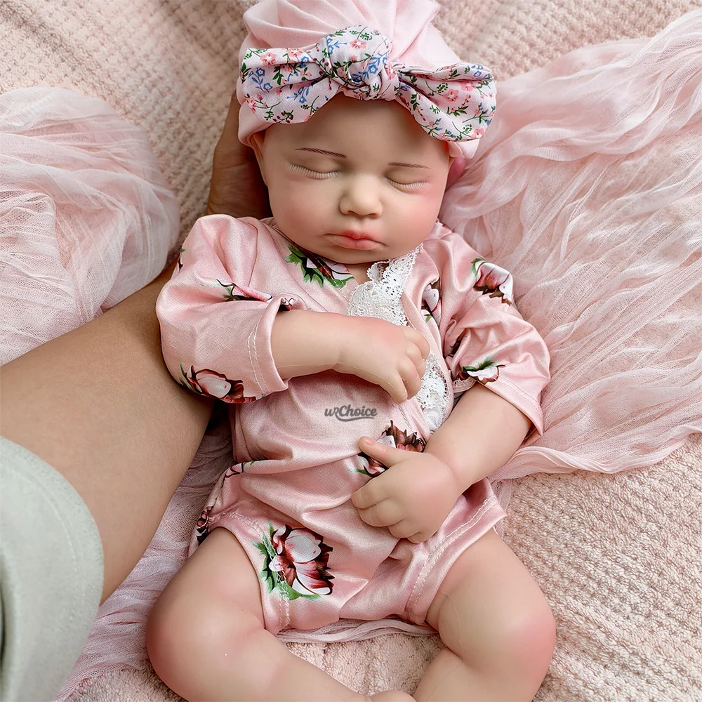 20" siliconen herboren babypop levensechte handgeschilderde schattig pasgeboren meisje voor kunstcollectie doe-het-zelf-projecten en kinderdagcadeaus