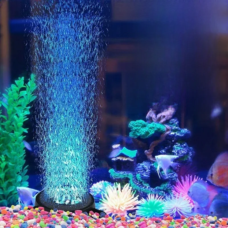 Zatapialna podwodna lampa do akwarium zmieniająca kolor światło powietrzne LED akwariowa lampa bąbelkowa wytwarzająca tlen do akwarium — zdjęcie 2